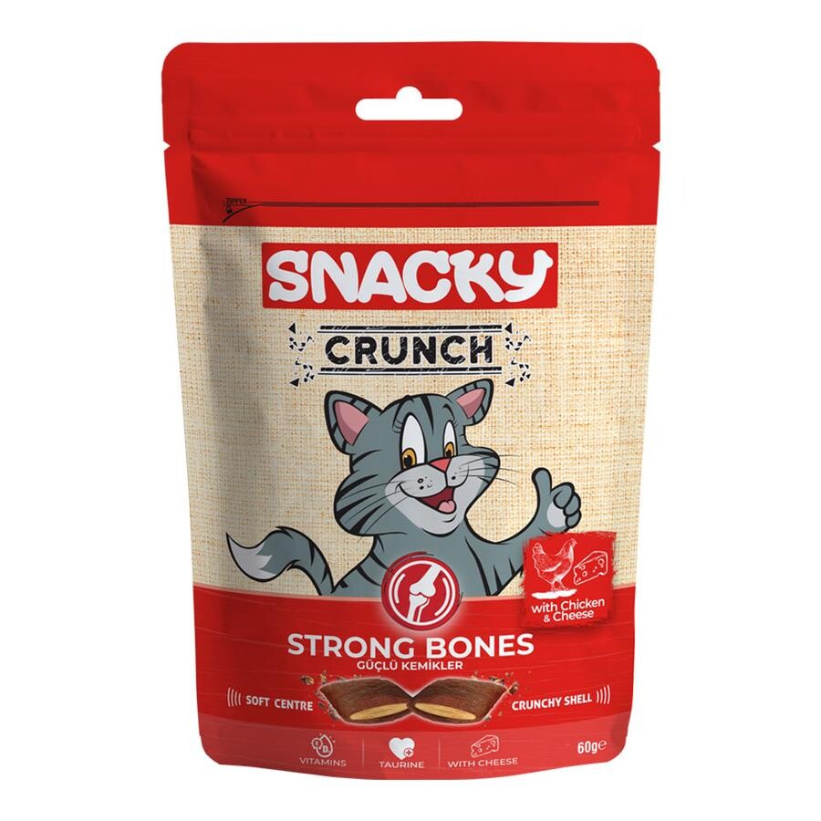 Snacky Crunchy Tavuklu Ve Peynirli Kedi Ödülü Strong Bones 60 GR | SRC: Barcode: 8682631202262